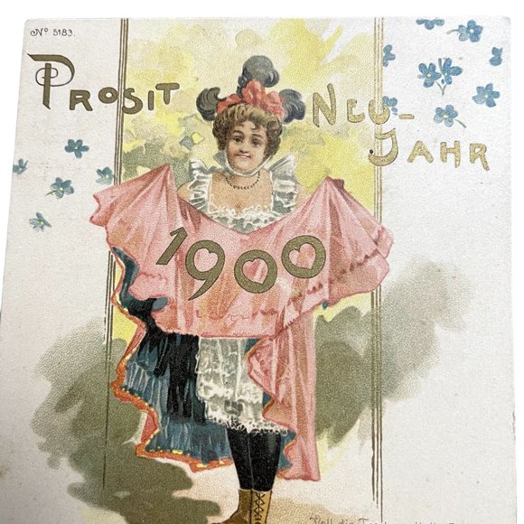 Antique Postcard Prosit Neu Jahr Turn Century u Non Topographical Standard 5183 - Picture 2 of 6